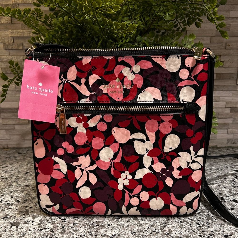 Kate Spade north south  Floral Crossbody Bag - Red pink and Black NWT